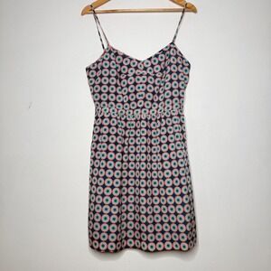 J Crew Womens 8 Seaside Cami Dress Blue Pink‎ Medallion Polyester Boho Sundress